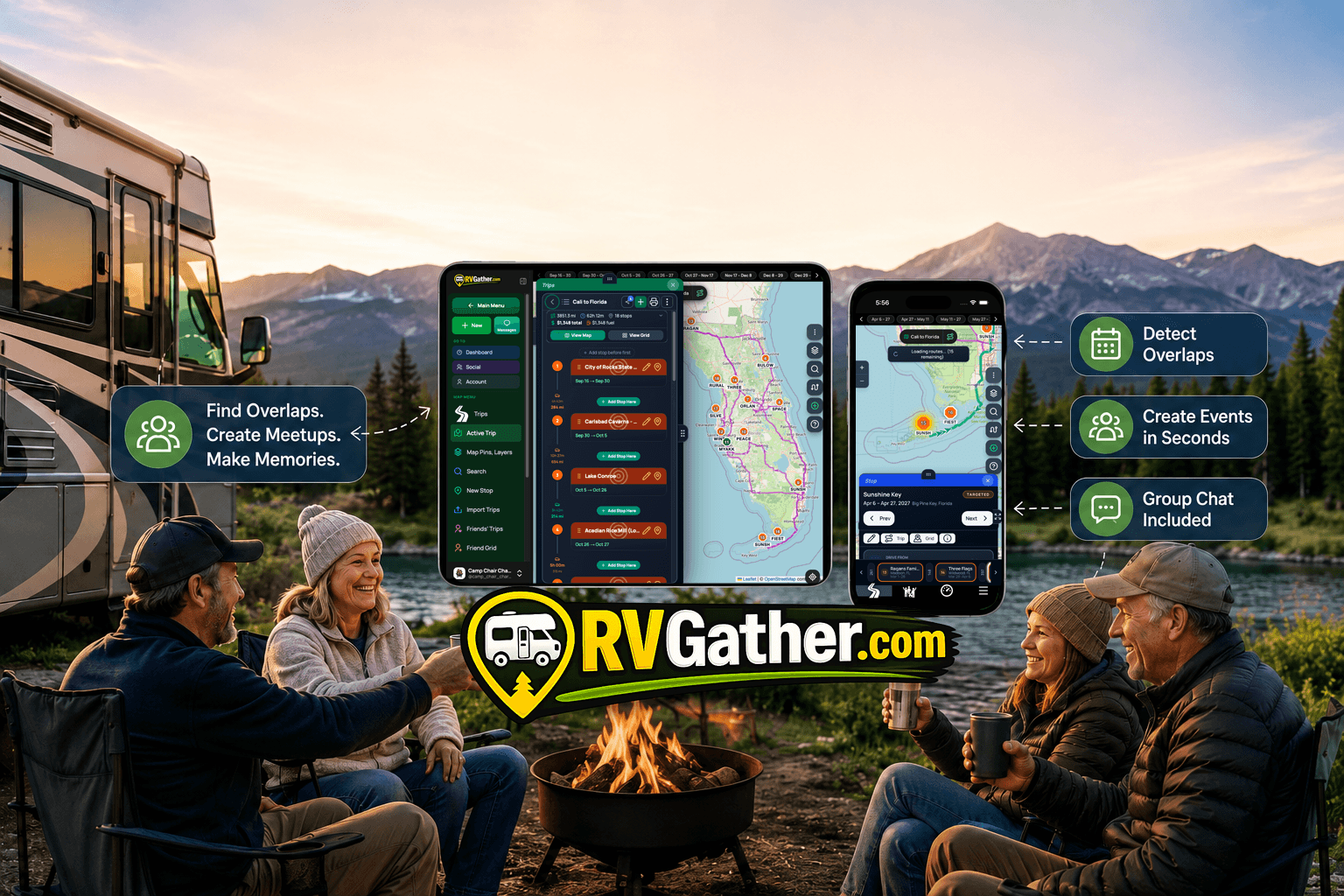 See Friends Overlaps. Never Miss Another RV Meetup Again